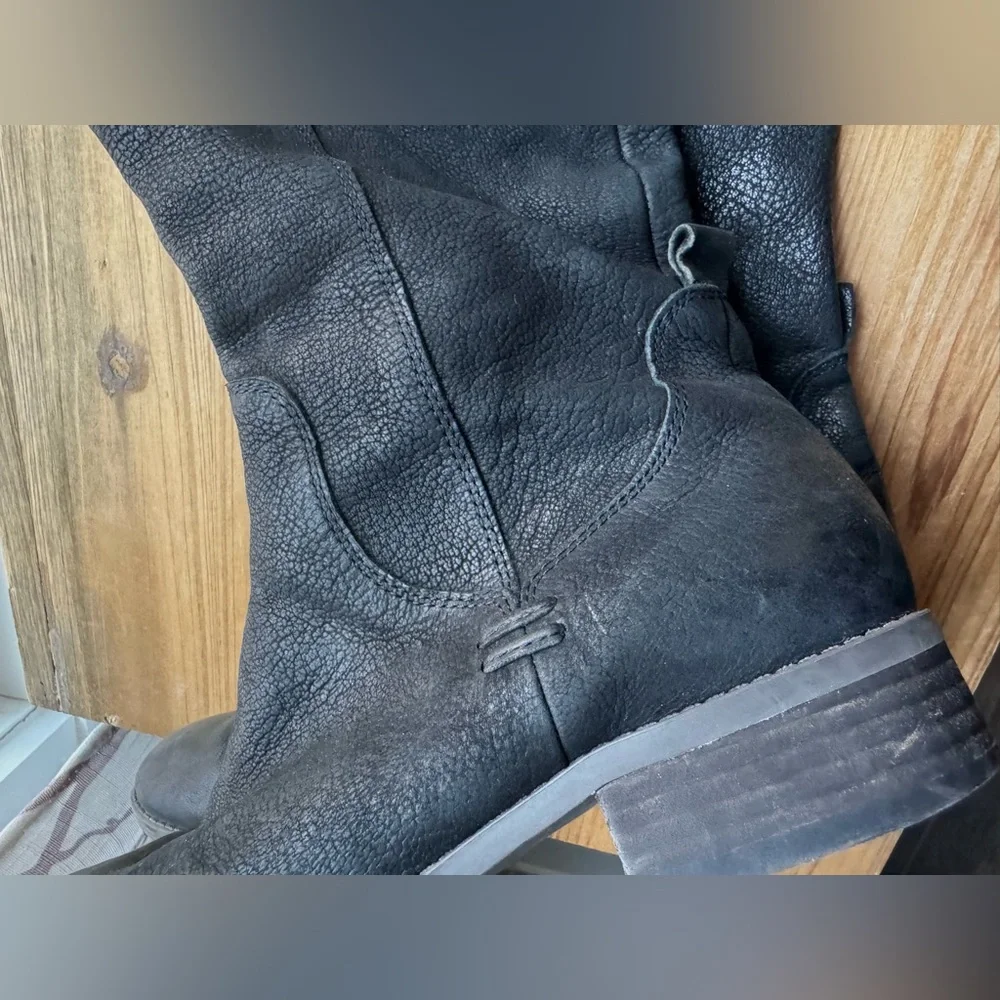 Vince Camuto Patamina Knee High Riding Boots Black Leather Side Zip Wmn's 9M
